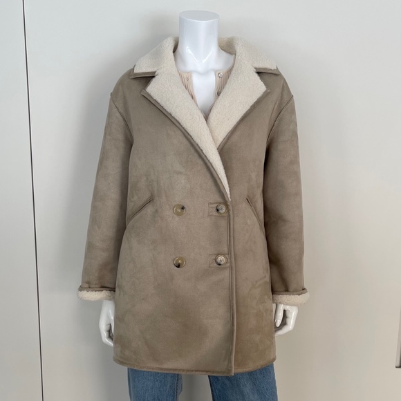 MANGO Oversized Double-face Coat in Stone - Picture 2 of 10